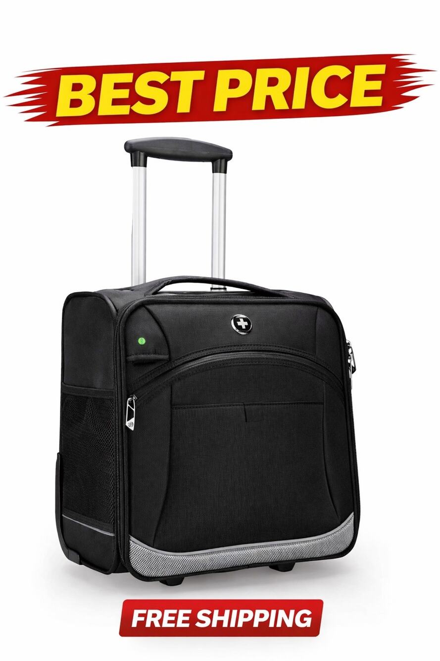 Swissdigital BASEL Black Underseat Luggage - USB Charging Port - TSA-Friendly wi
